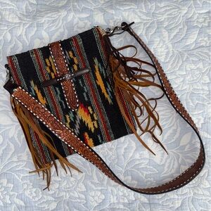Fringe Shoulder Bag - Saddle Bag Style